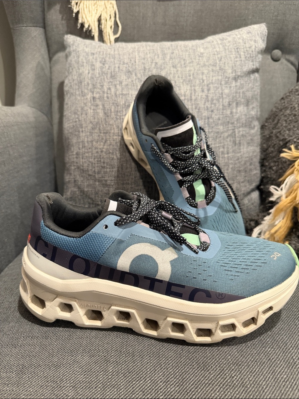 On Cloud Cloudmonster Running Shoes in Blue with White Sole